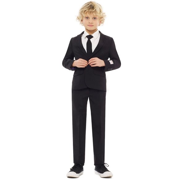 OppoSuits NWT Boys Black Knight Suit - Jacket Pants Tie 2 6 8